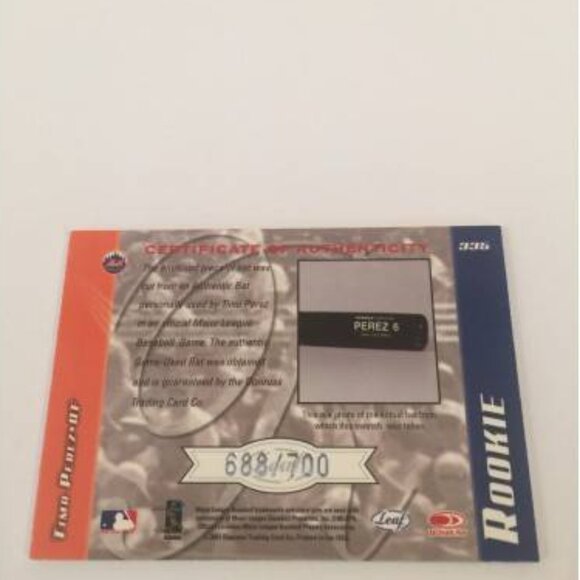 2001 Leaf Limited 688/700 Timo Perez Mets #335 (042) - Picture 2 of 2